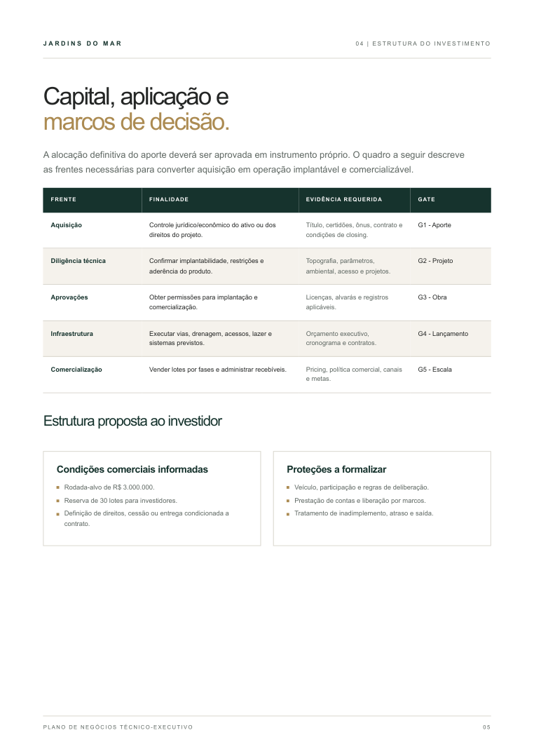 Página 5 do plano de negócios técnico