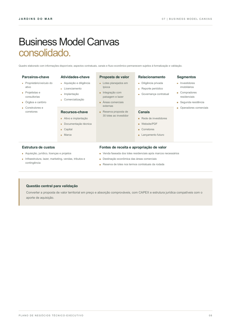 Página 8 do plano de negócios técnico